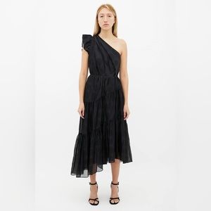 NWOT Ulla Johnson Ariane One Shoulder Tiered Midi Dress - Size 2